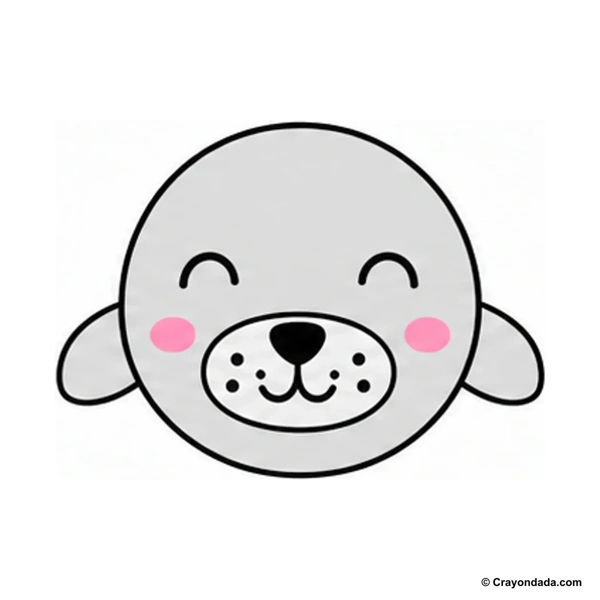 How to Draw a Cute Seal Face finished drawing