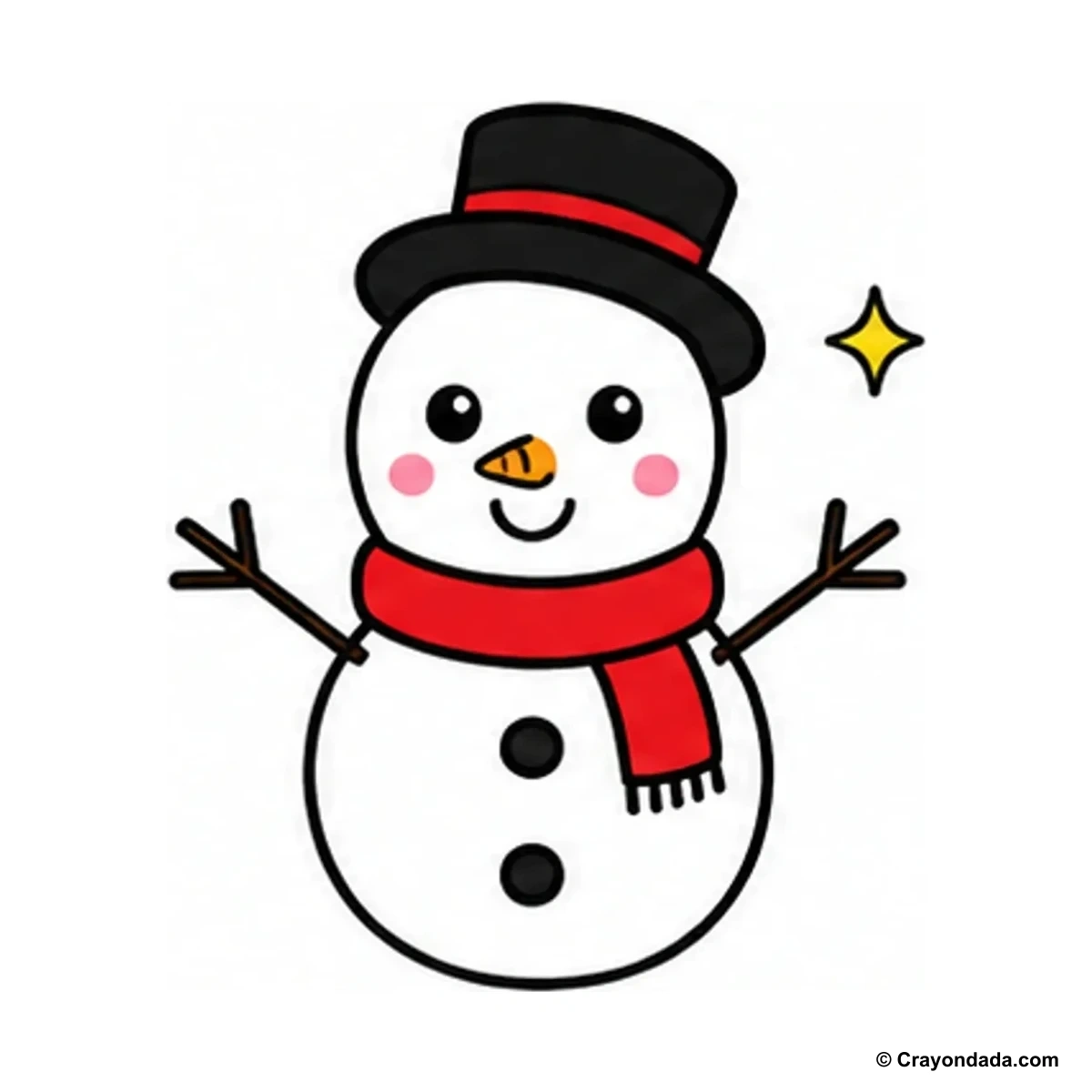 How to Draw a Cute Snowman finished drawing