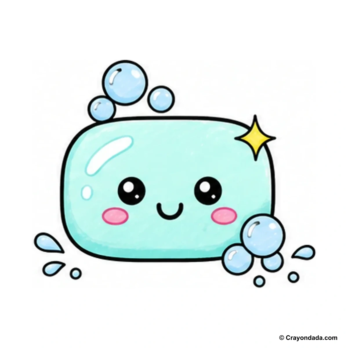 How to Draw a Cute Soap Bar finished drawing