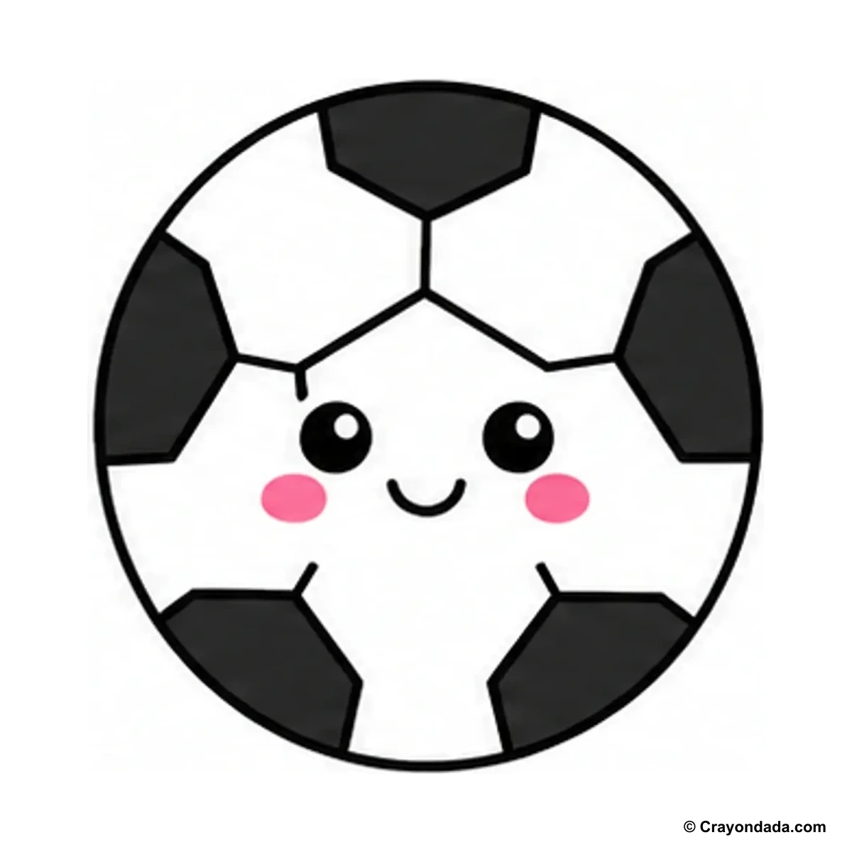 How to Draw a Cute Soccer Ball finished drawing