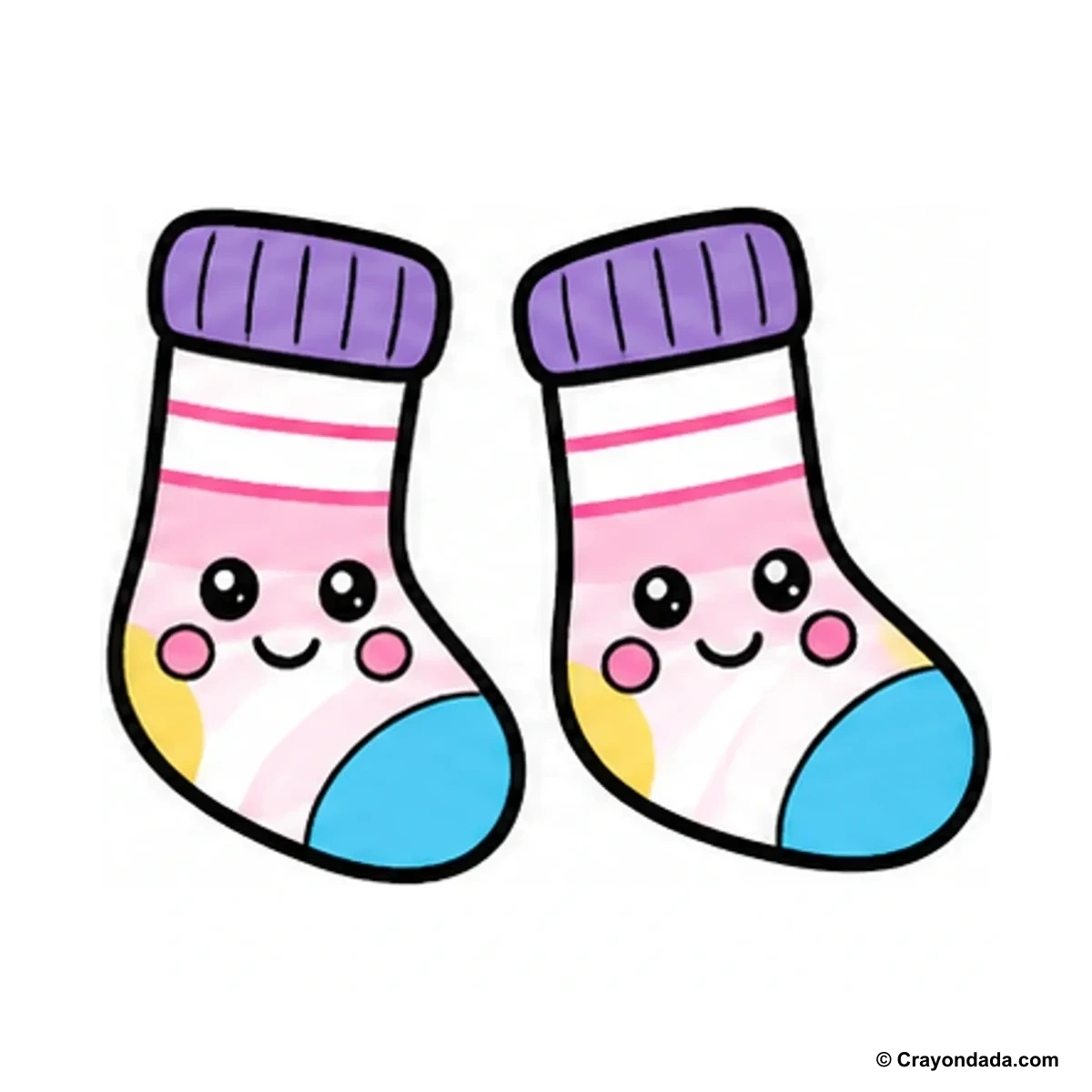 How to Draw Cute Socks finished drawing