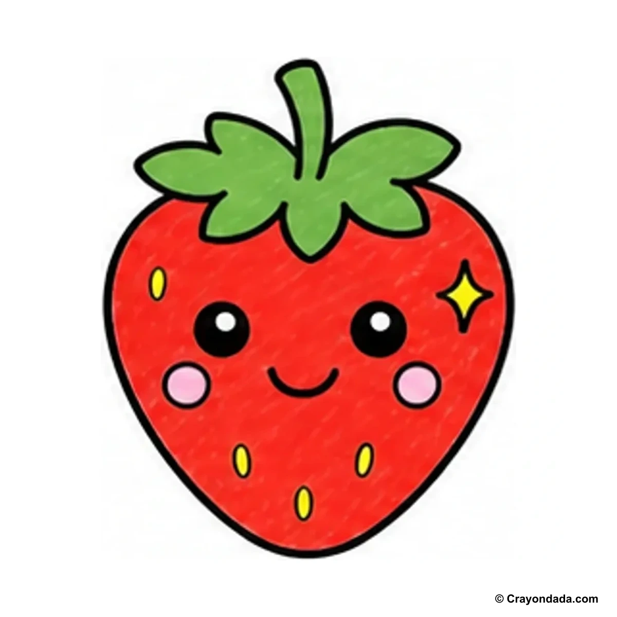 How to Draw a Cute Strawberry finished drawing