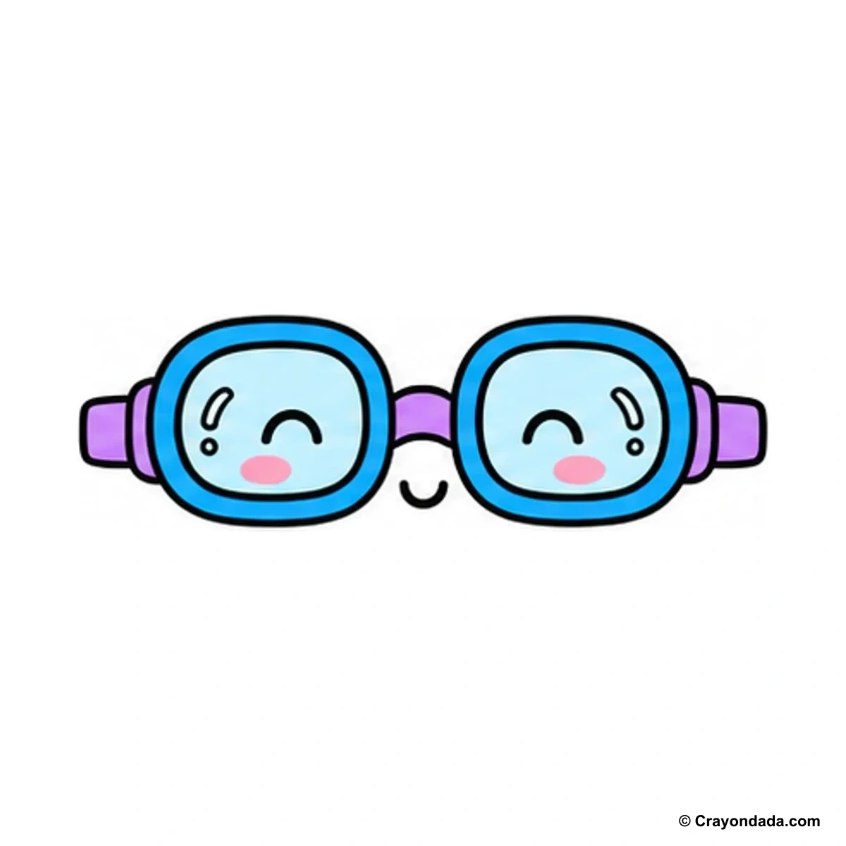 How to Draw Cute Swim Goggles finished drawing