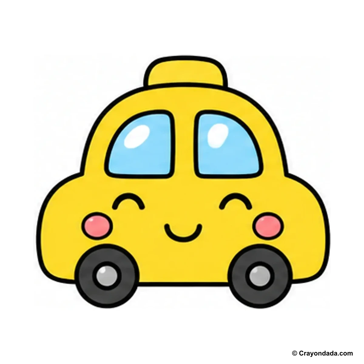 How to Draw a Cute Taxi finished drawing