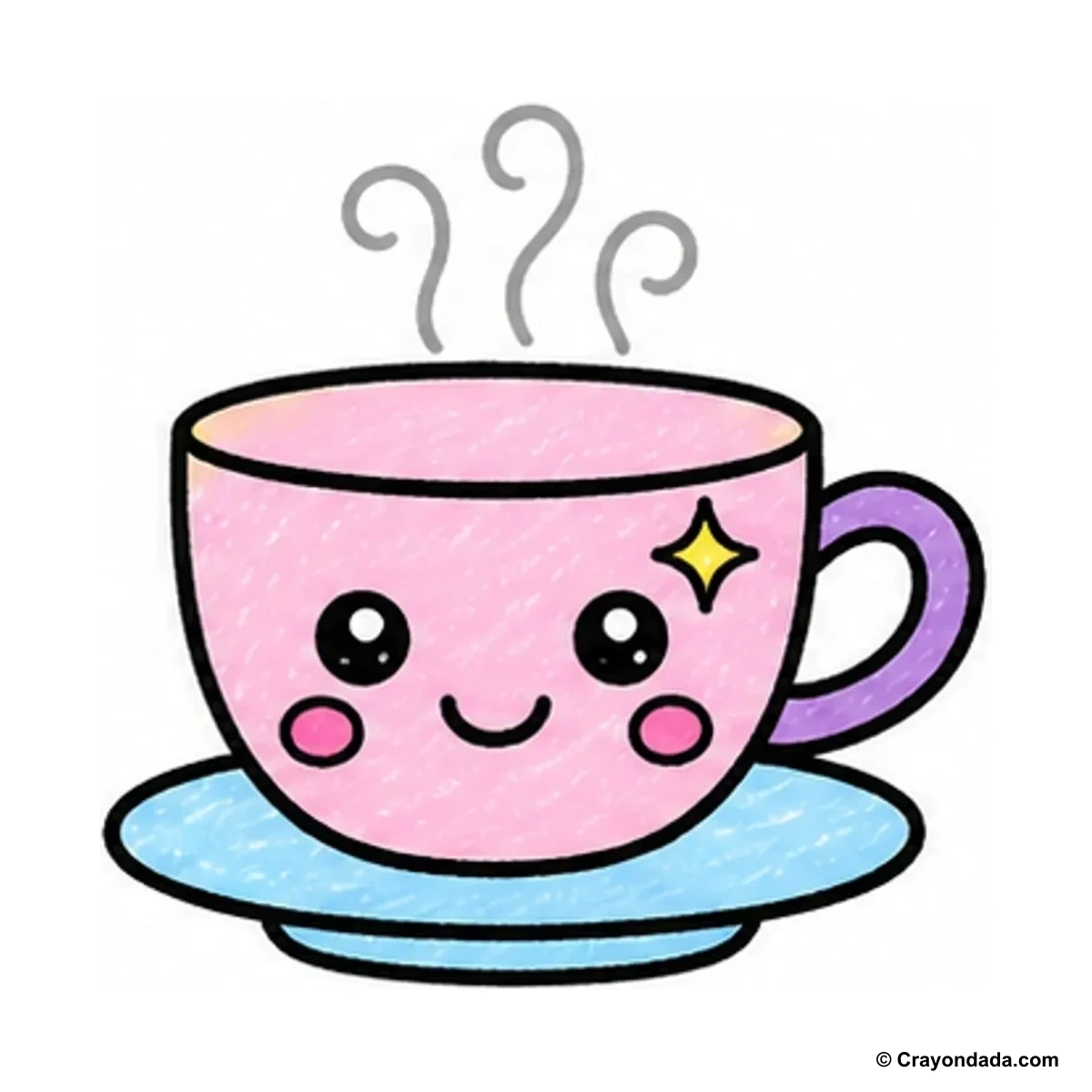 How to Draw a Cute Teacup finished drawing