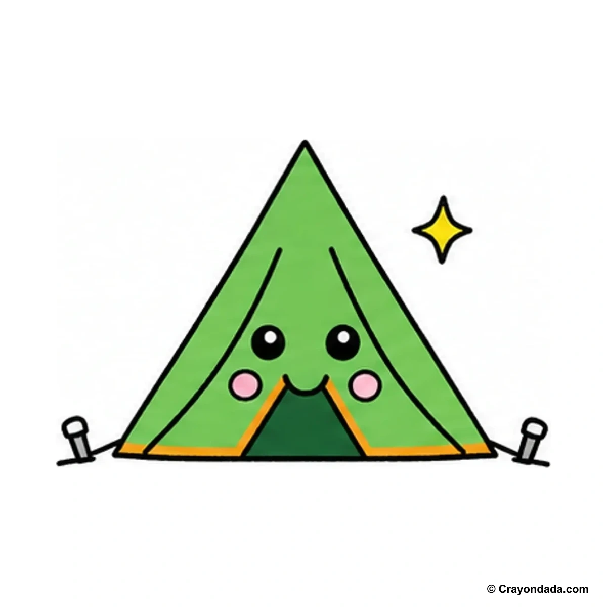 How to Draw a Cute Tent finished drawing
