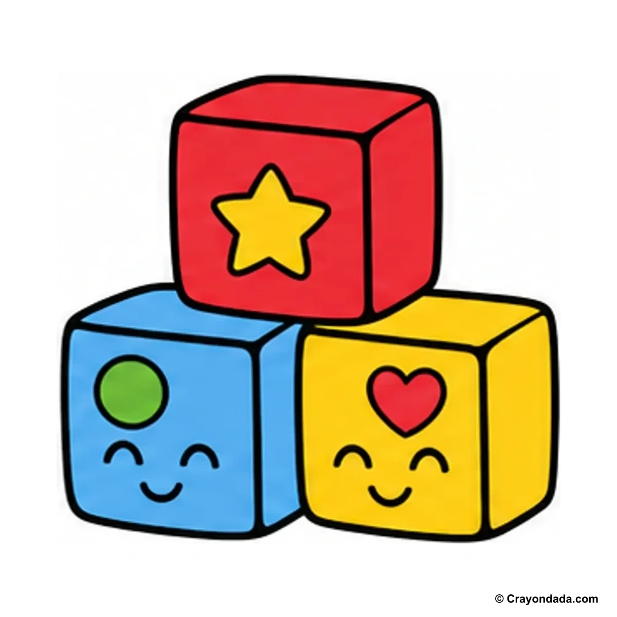 How to Draw Cute Toy Blocks finished drawing