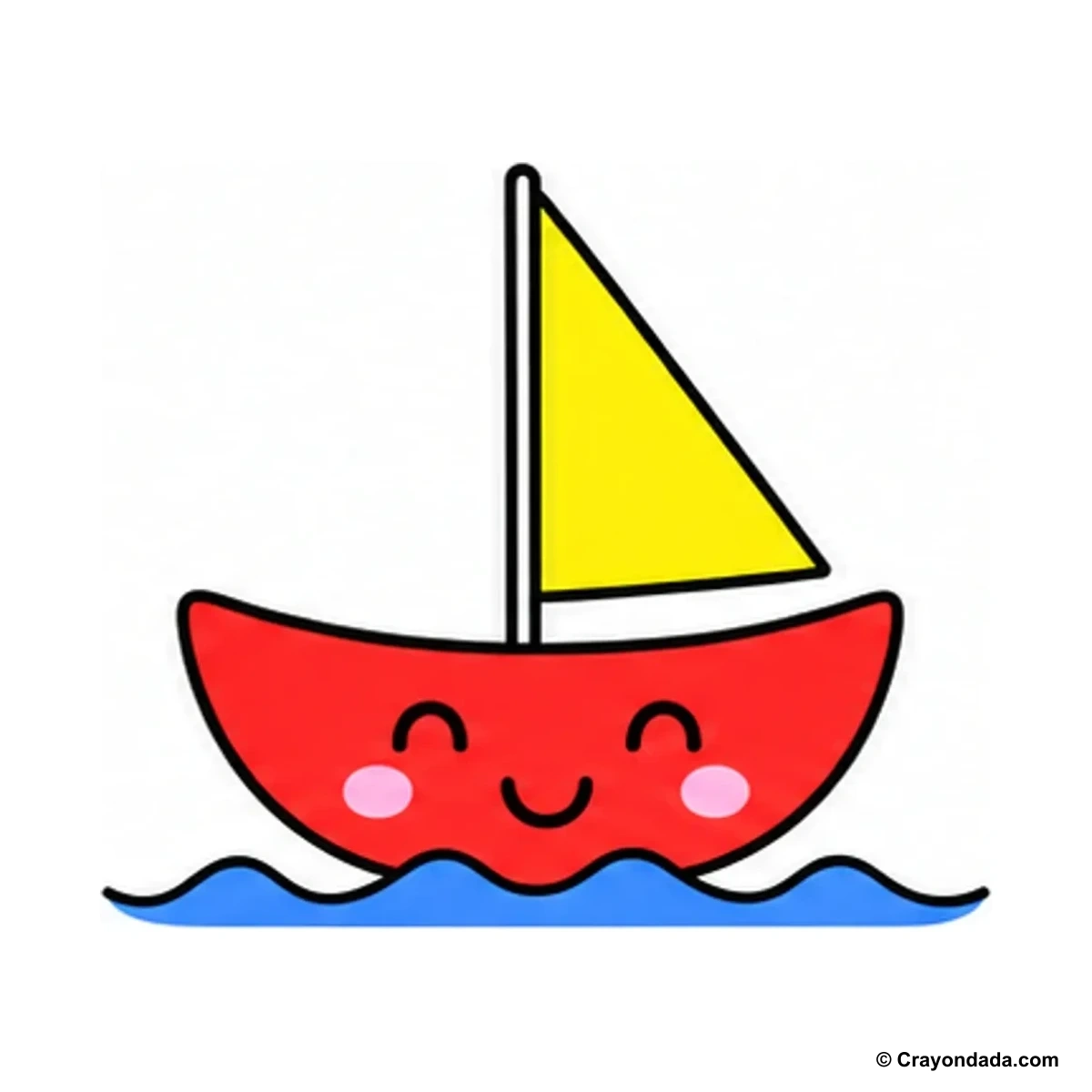 How to Draw a Cute Toy Boat finished drawing
