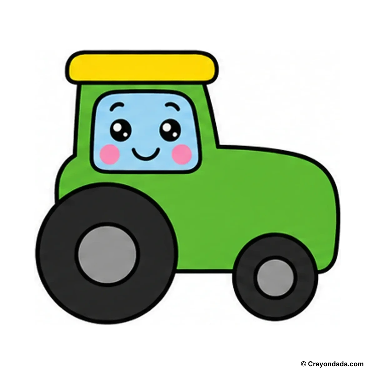 How to Draw a Cute Tractor finished drawing