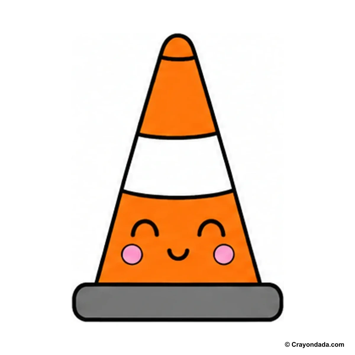How to Draw a Cute Traffic Cone finished drawing