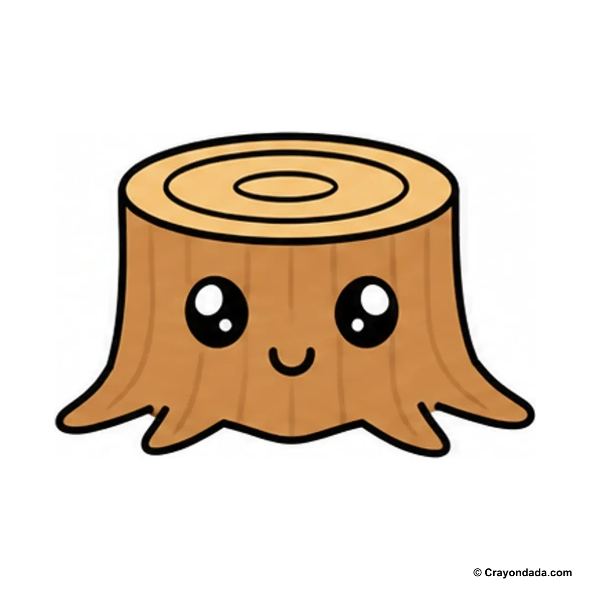 How to Draw a Cute Tree Stump finished drawing