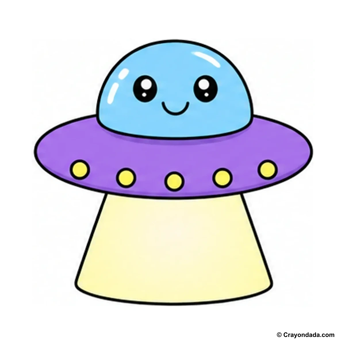 How to Draw a Cute UFO finished drawing