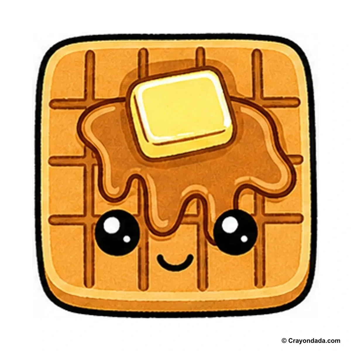 How to Draw a Cute Waffle finished drawing