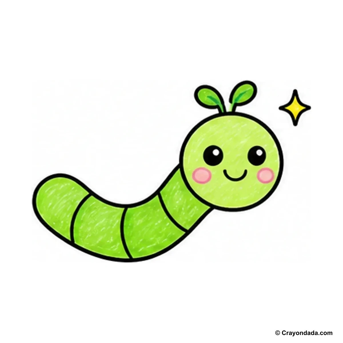 How to Draw a Cute Worm finished drawing