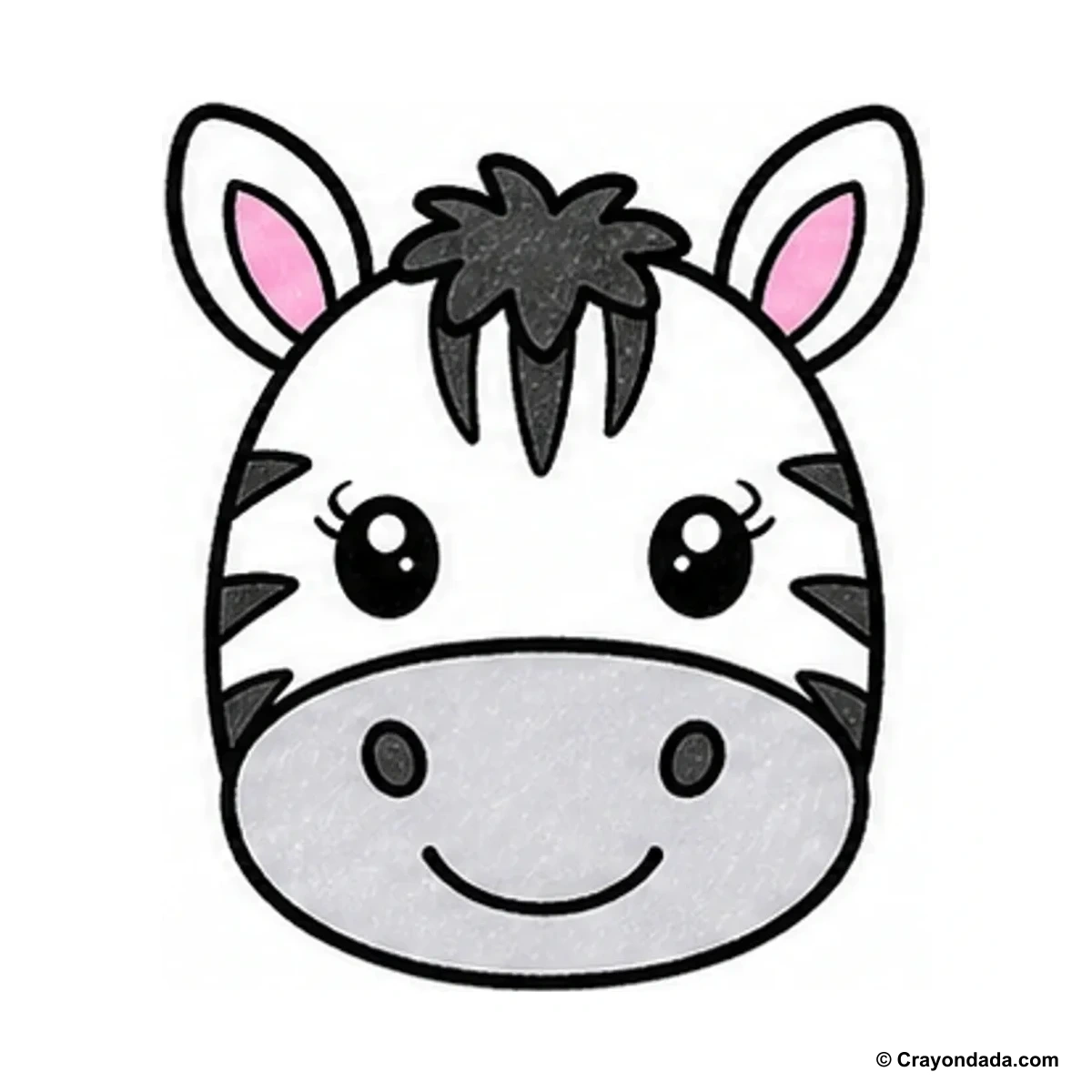 How to Draw a Cute Zebra Face finished drawing