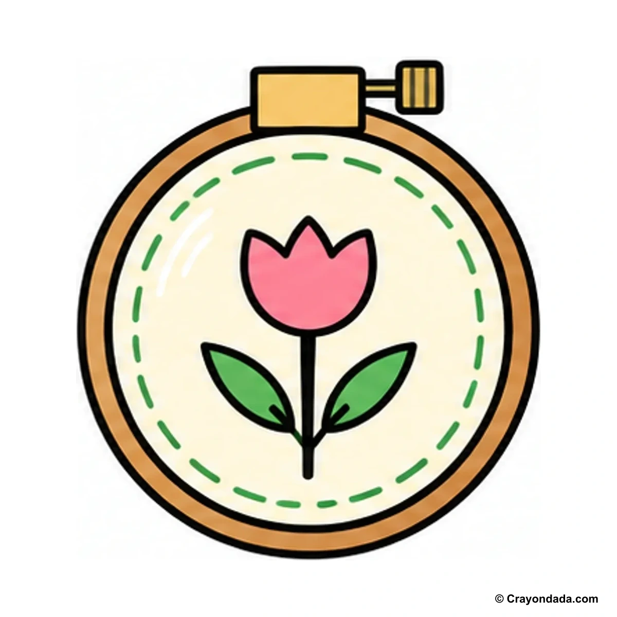 How to Draw an Embroidery Hoop finished drawing