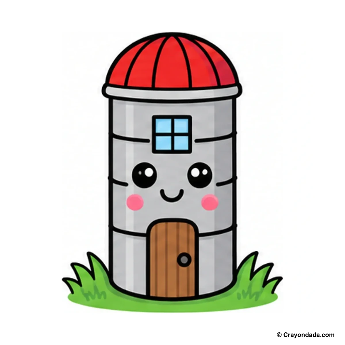 How to Draw a Farm Silo finished drawing