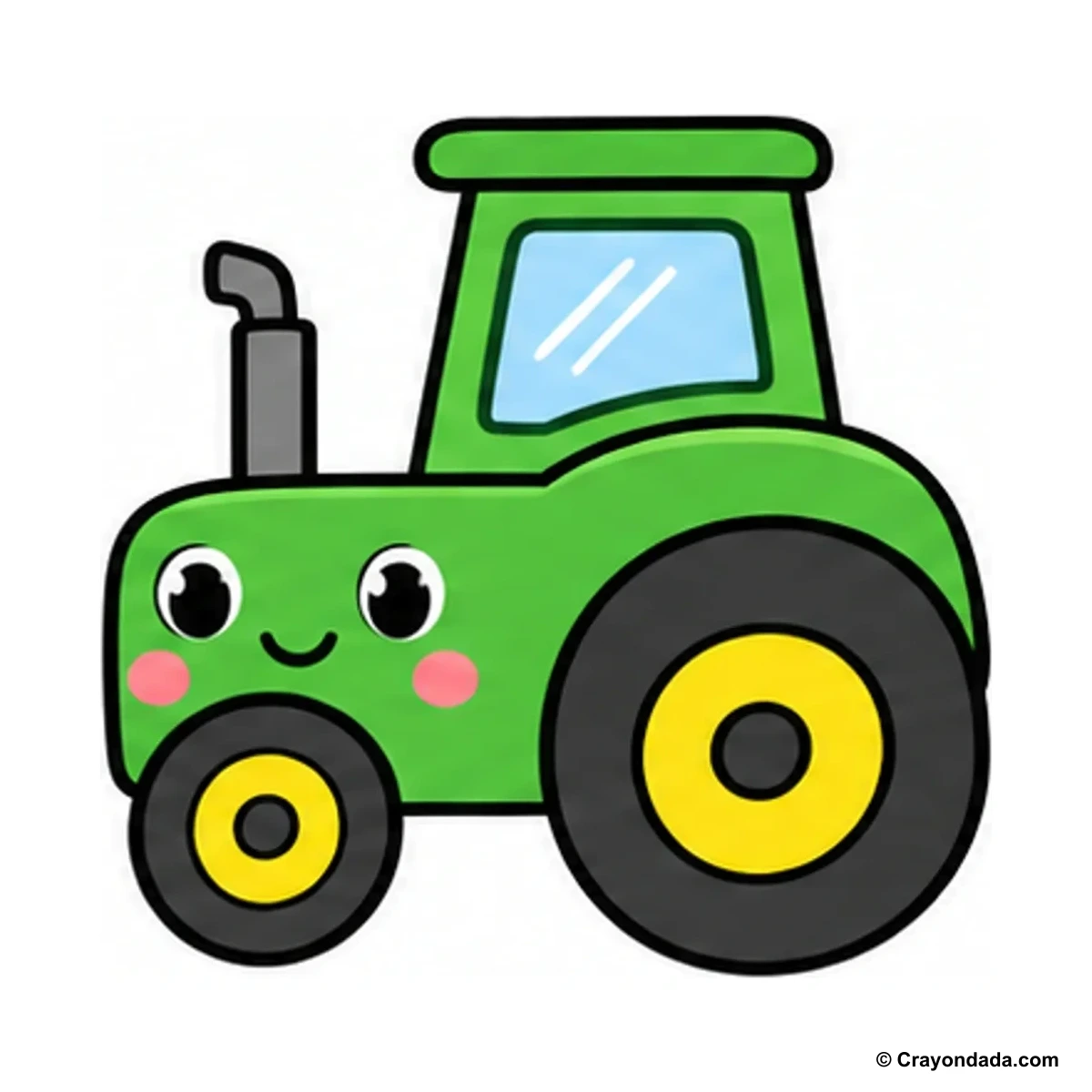 How to Draw a Farm Tractor finished drawing