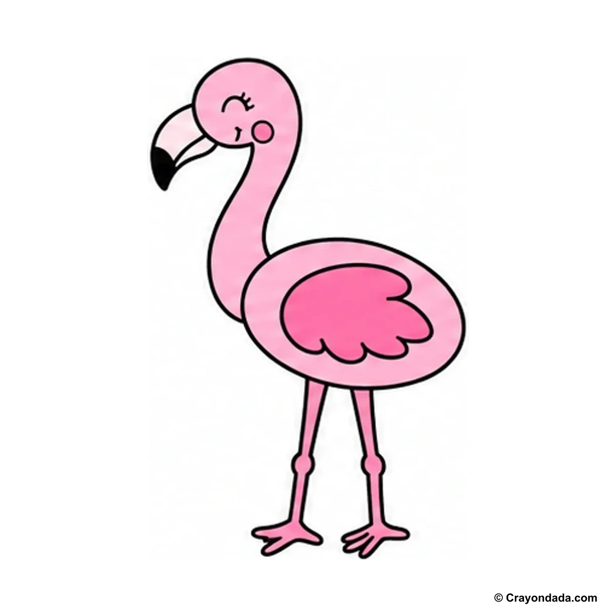 How to Draw a Flamingo finished drawing