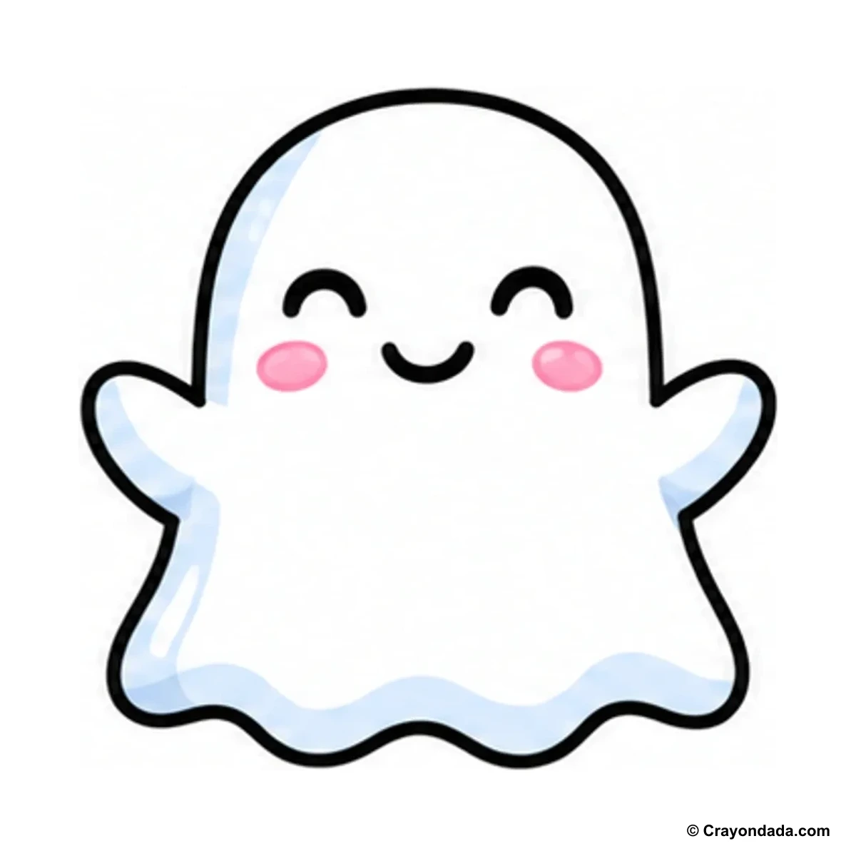 How to Draw a Friendly Ghost finished drawing