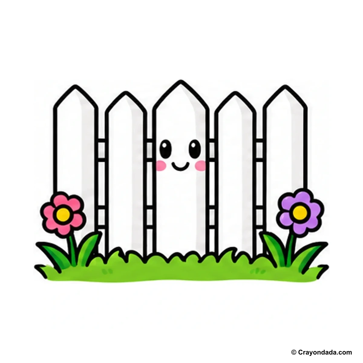 How to Draw a Garden Fence finished drawing