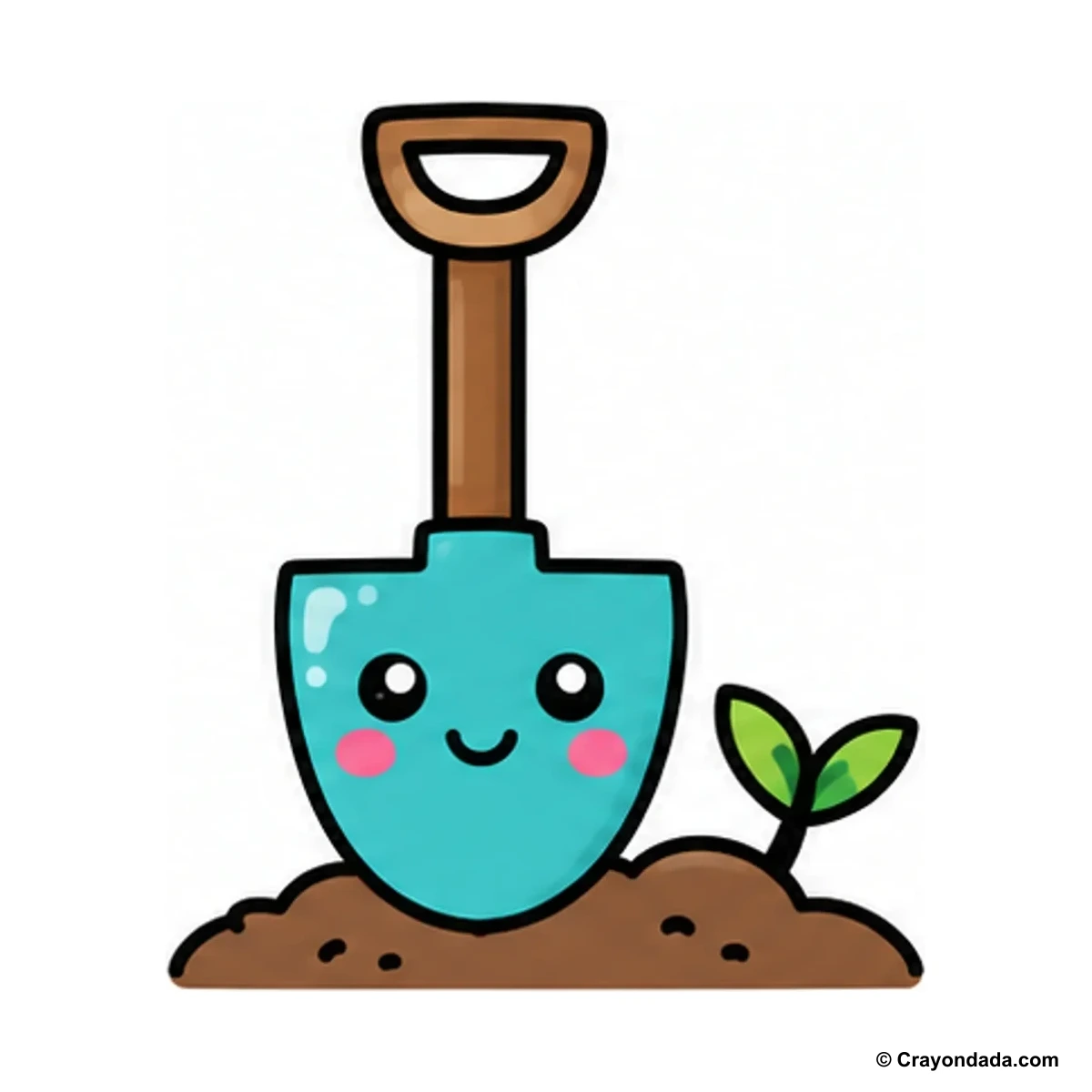 How to Draw a Garden Shovel finished drawing