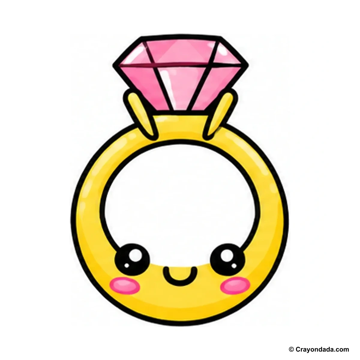 How to Draw a Gemstone Ring finished drawing