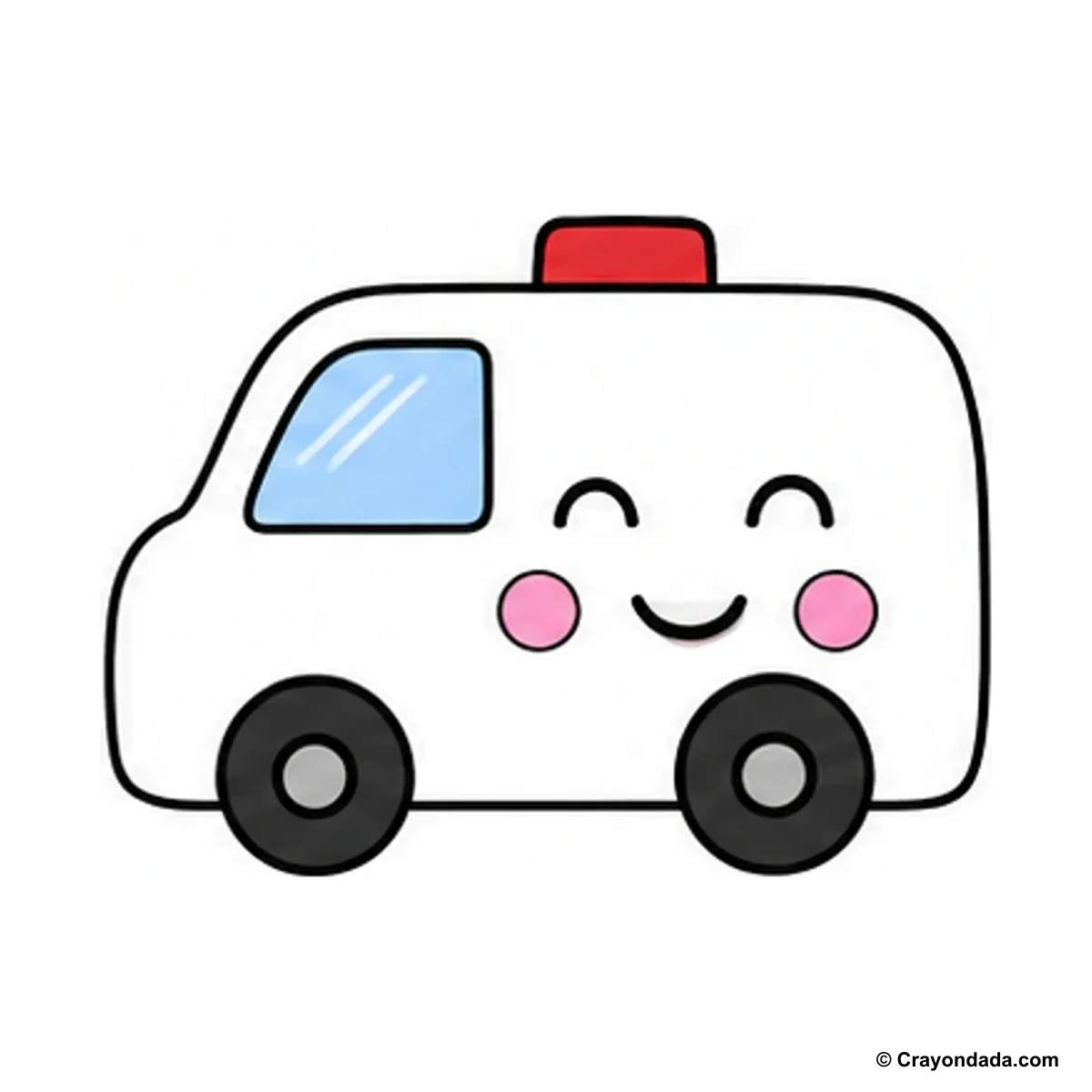 How to Draw a Happy Ambulance finished drawing