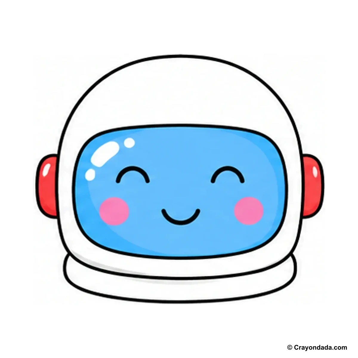 How to Draw a Happy Astronaut Helmet finished drawing