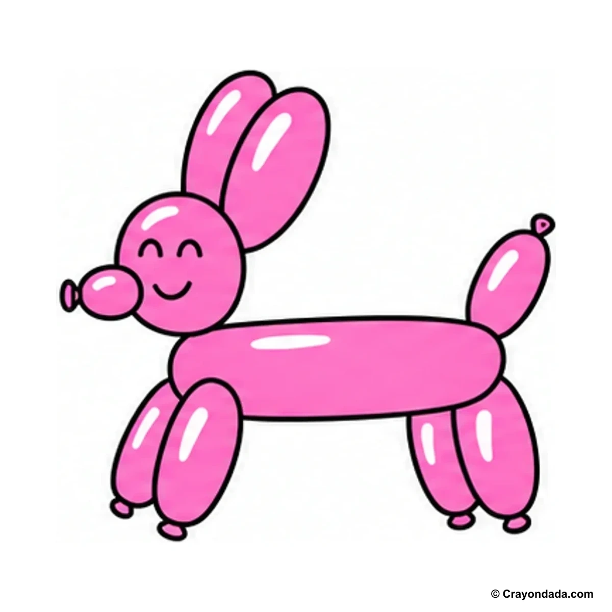 How to Draw a Happy Balloon Dog finished drawing