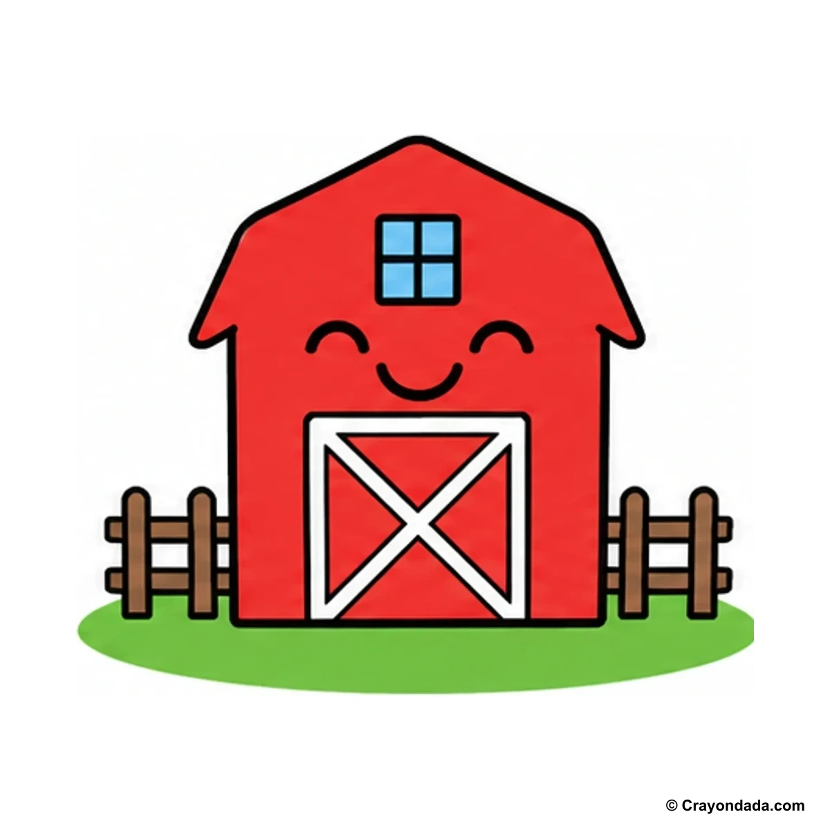 How to Draw a Happy Barn finished drawing