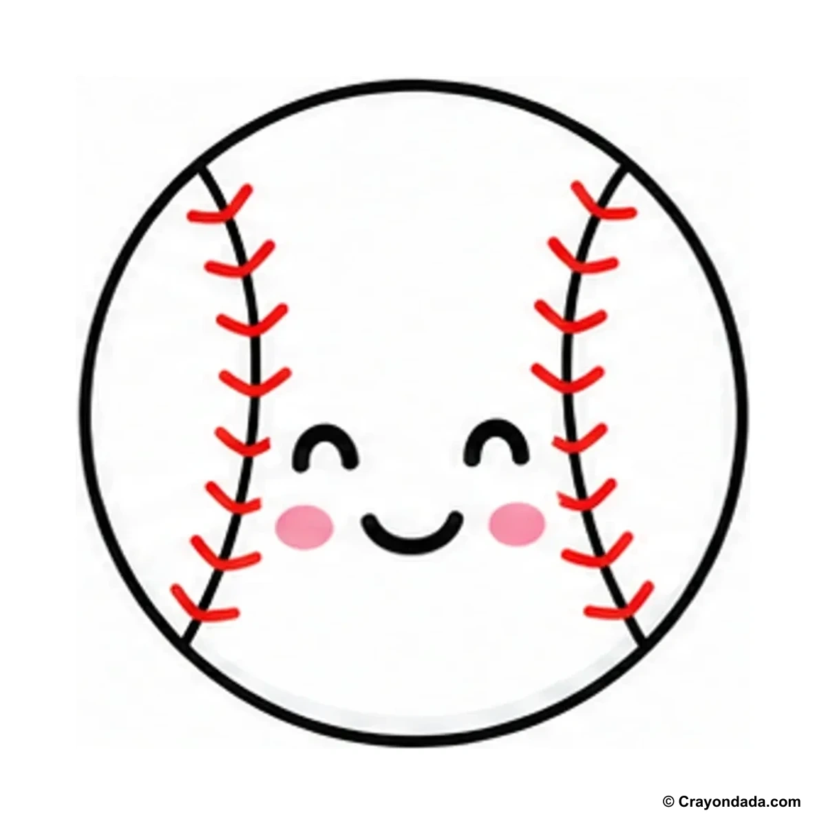 How to Draw a Happy Baseball finished drawing