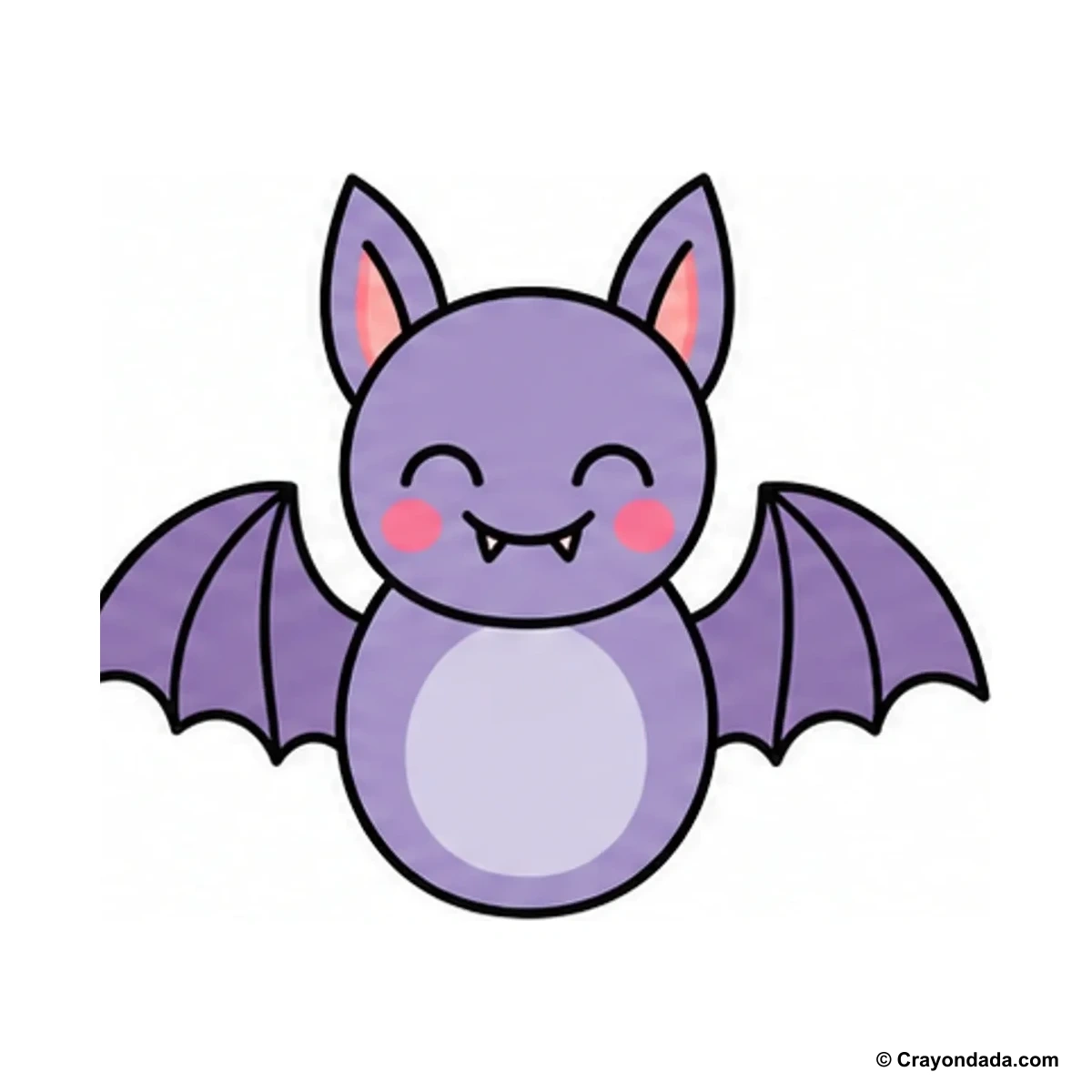 How to Draw a Happy Bat finished drawing