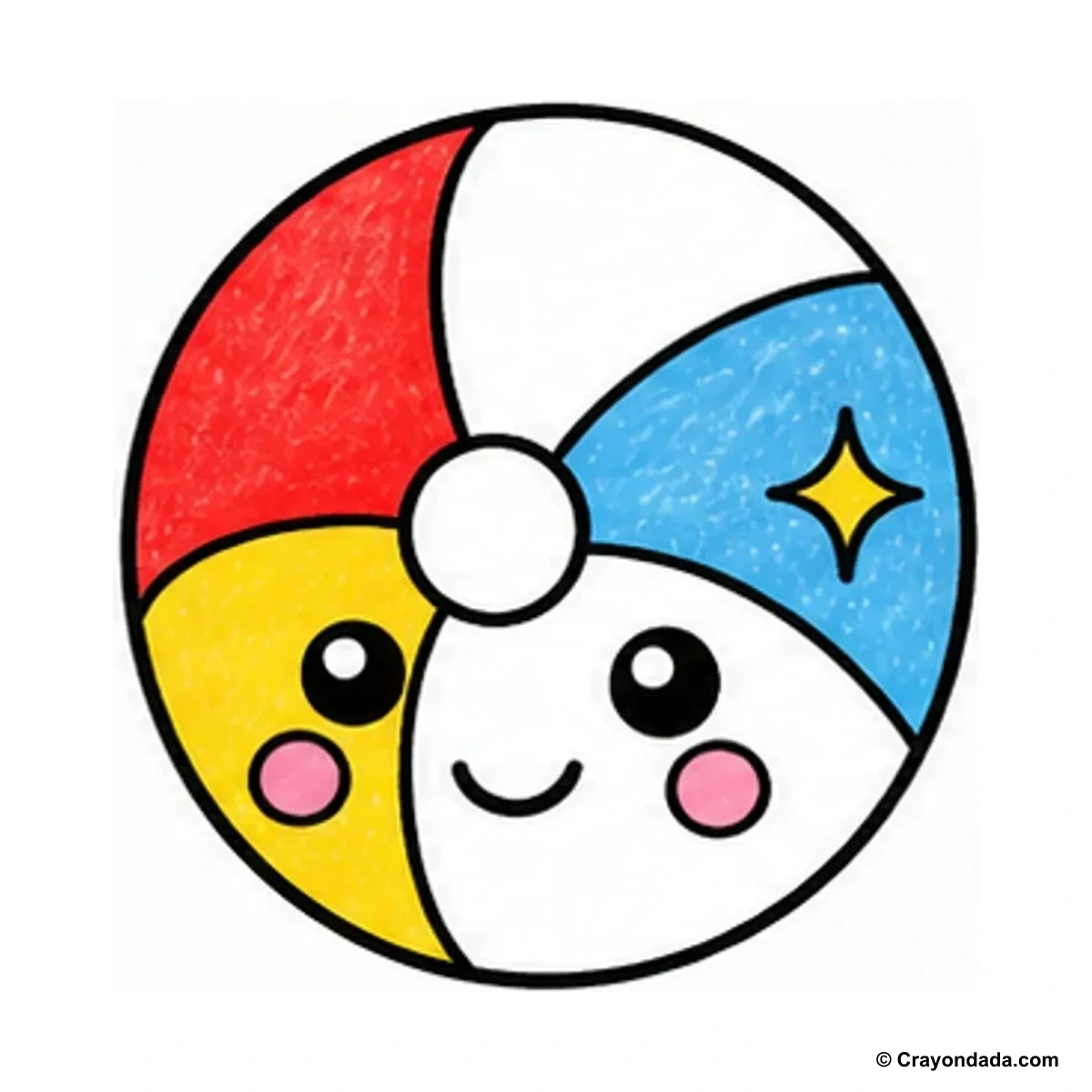 How to Draw a Happy Beach Ball finished drawing