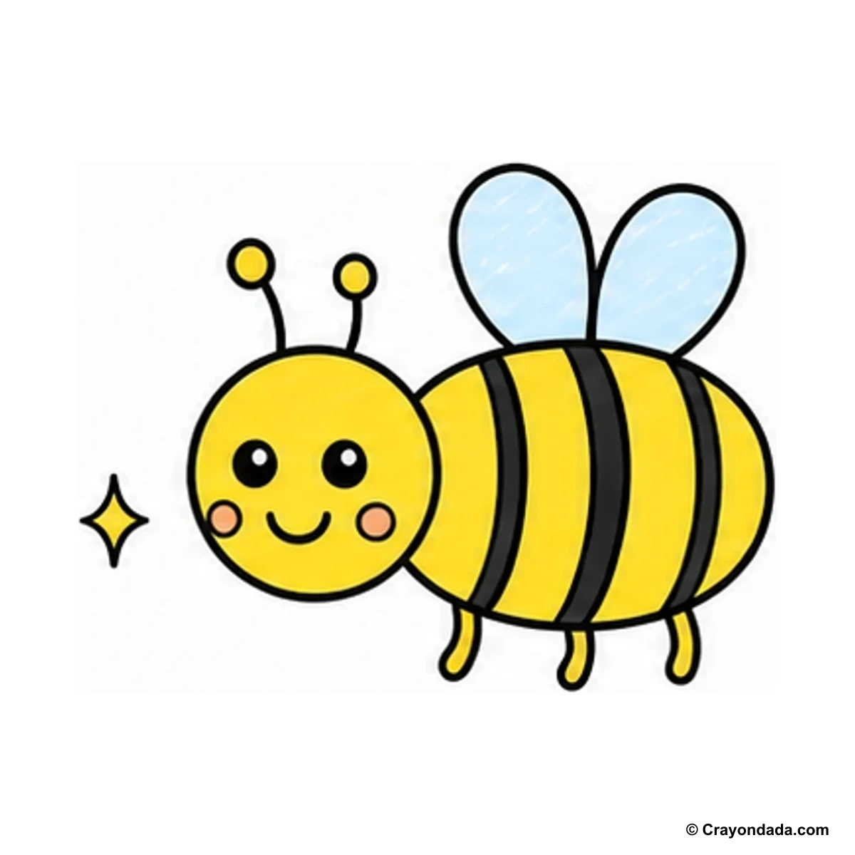 How to Draw a Happy Bee finished drawing