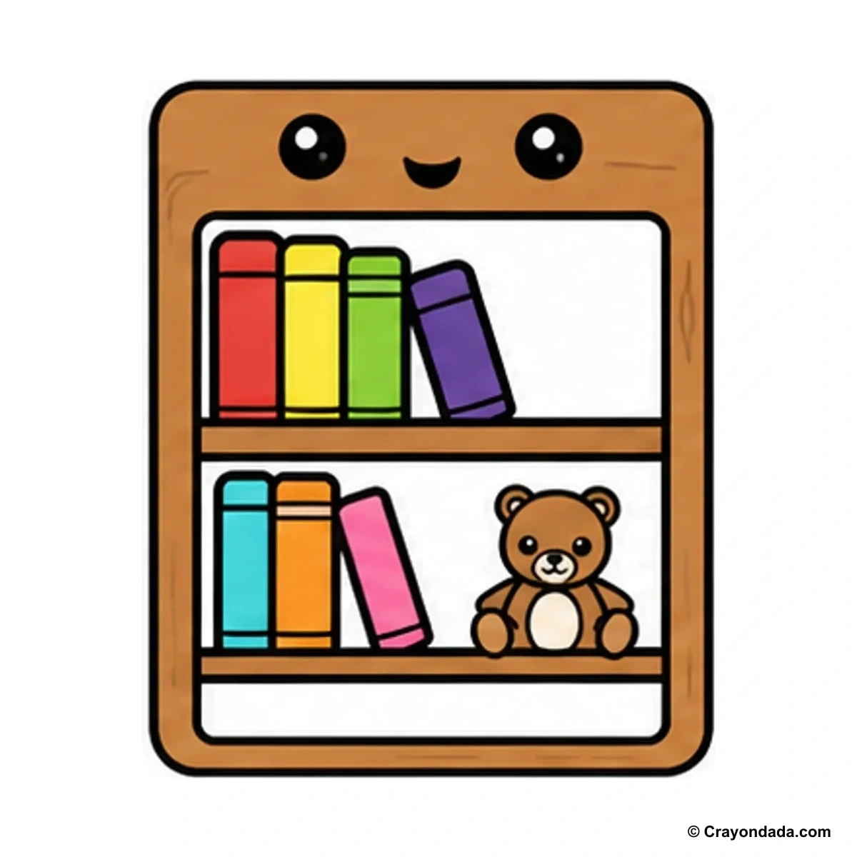 How to Draw a Happy Bookshelf finished drawing