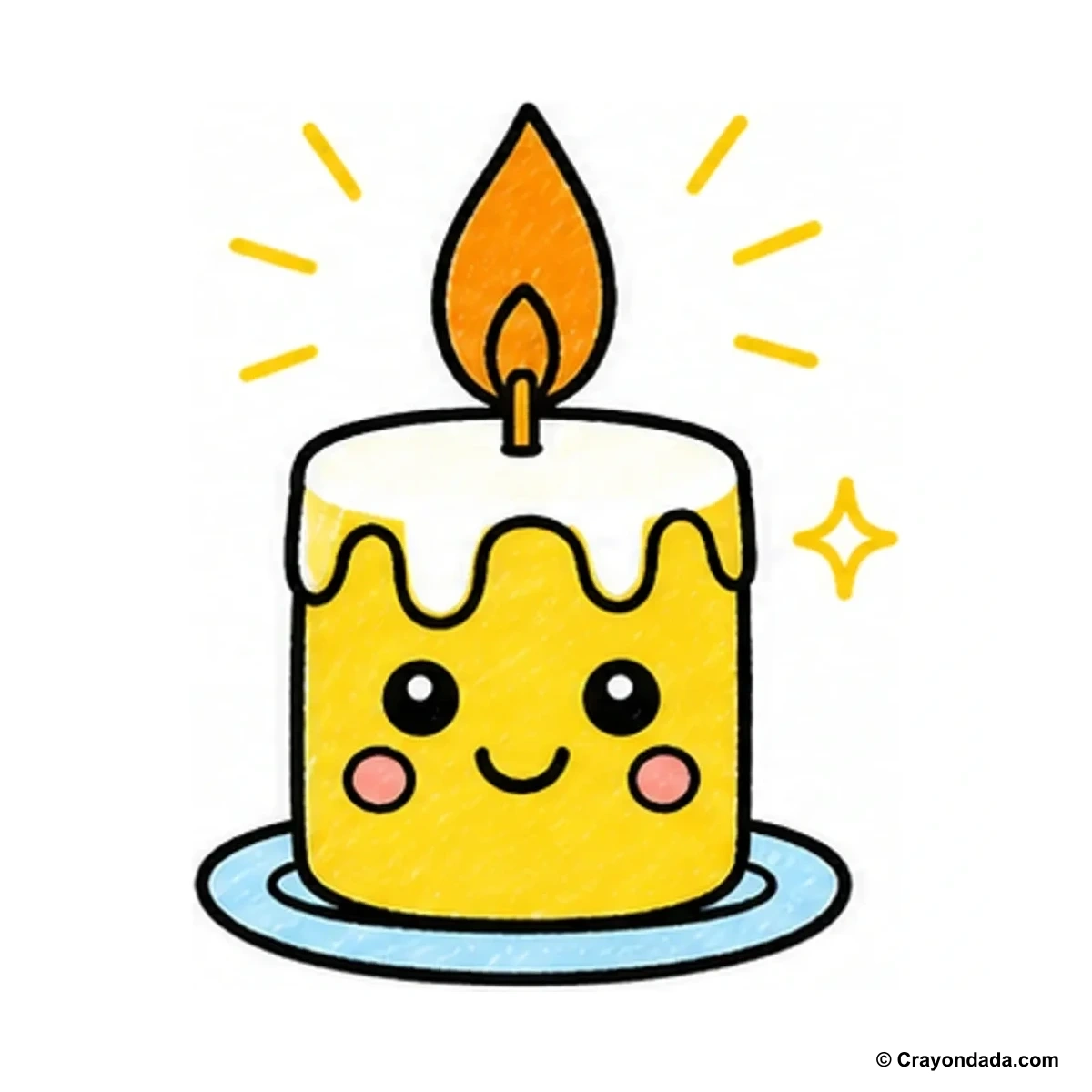 How to Draw a Happy Candle finished drawing