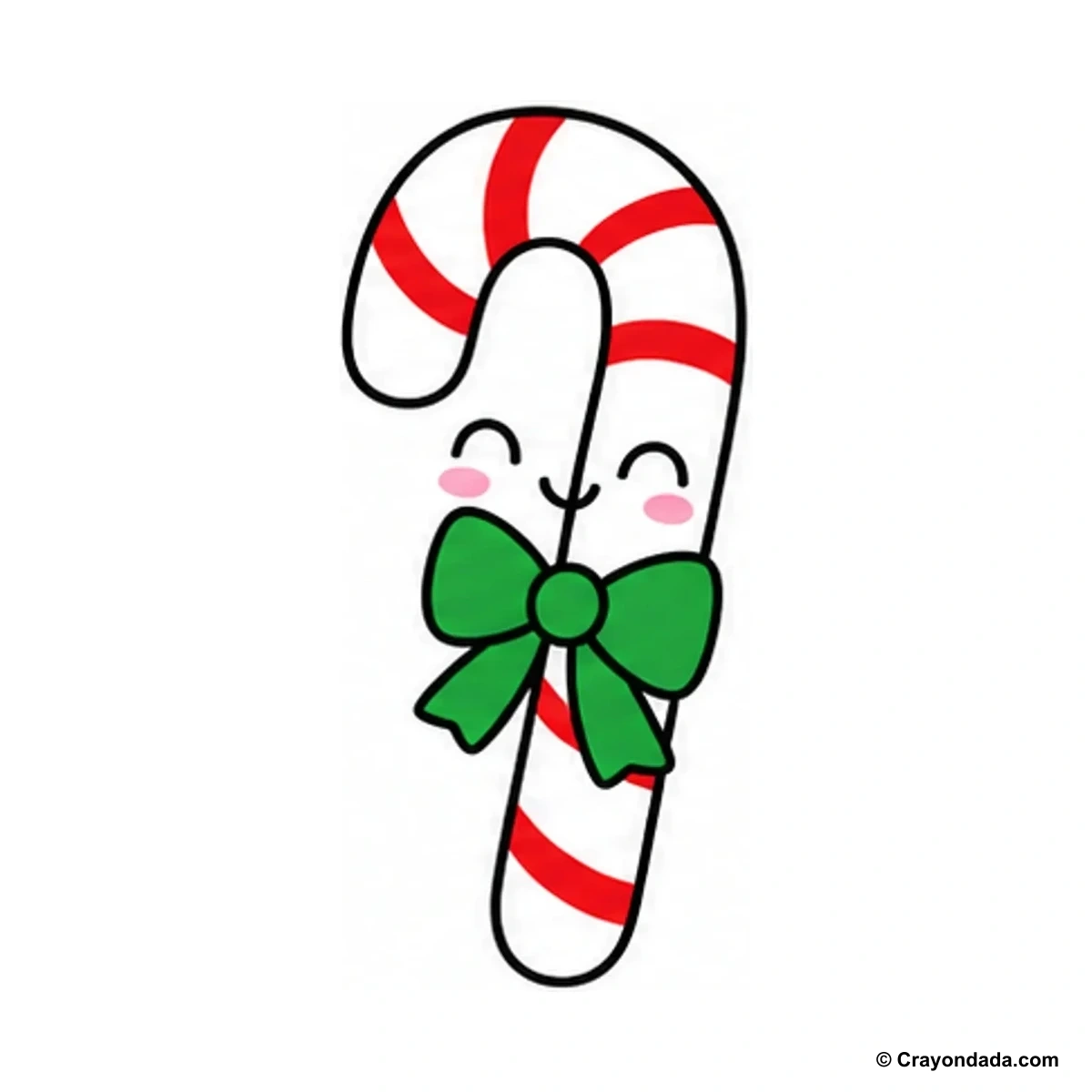 How to Draw a Happy Candy Cane finished drawing