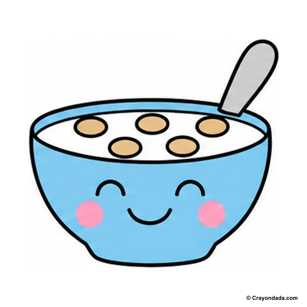 How to Draw a Happy Cereal Bowl finished drawing