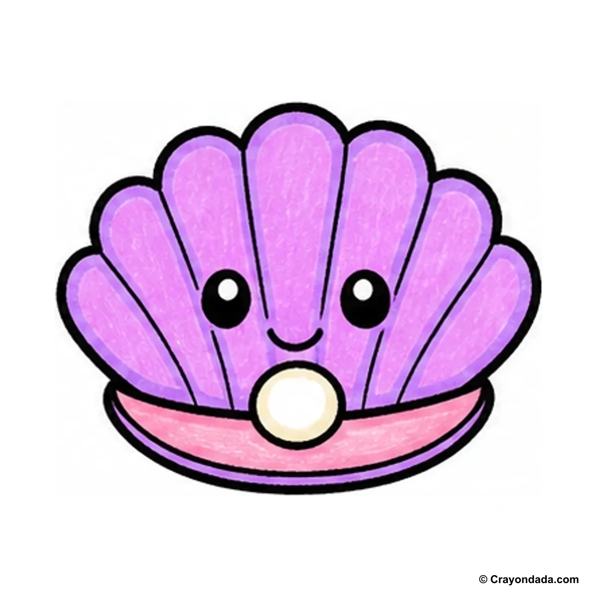 How to Draw a Happy Clam finished drawing