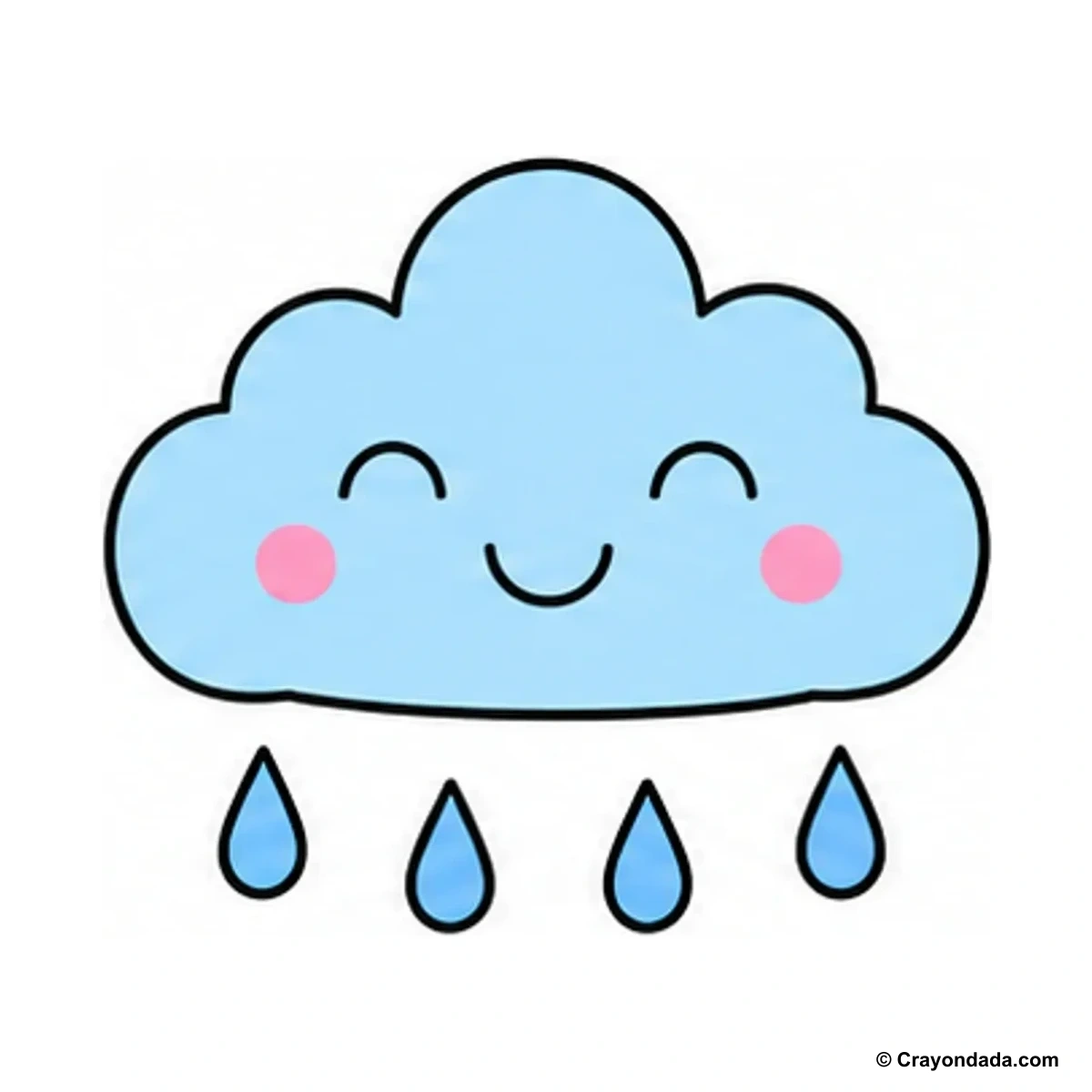 How to Draw Happy Cloud Rain finished drawing