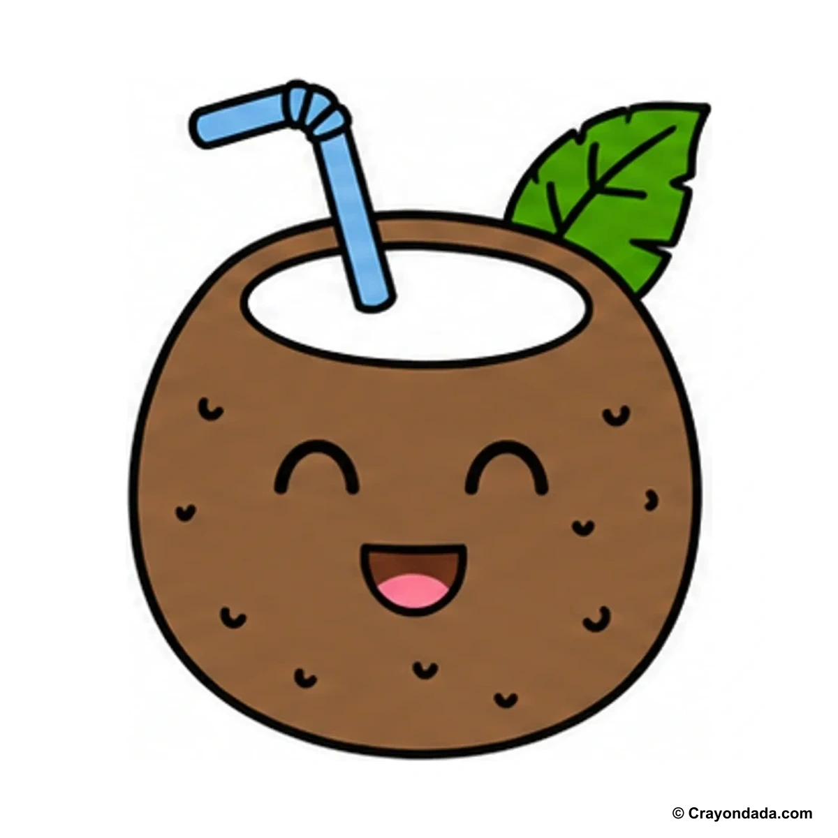 How to Draw a Happy Coconut finished drawing