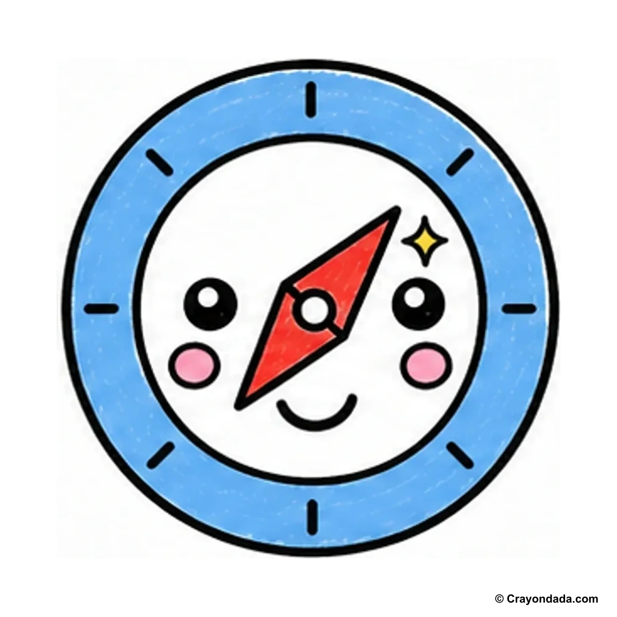 How to Draw a Happy Compass finished drawing