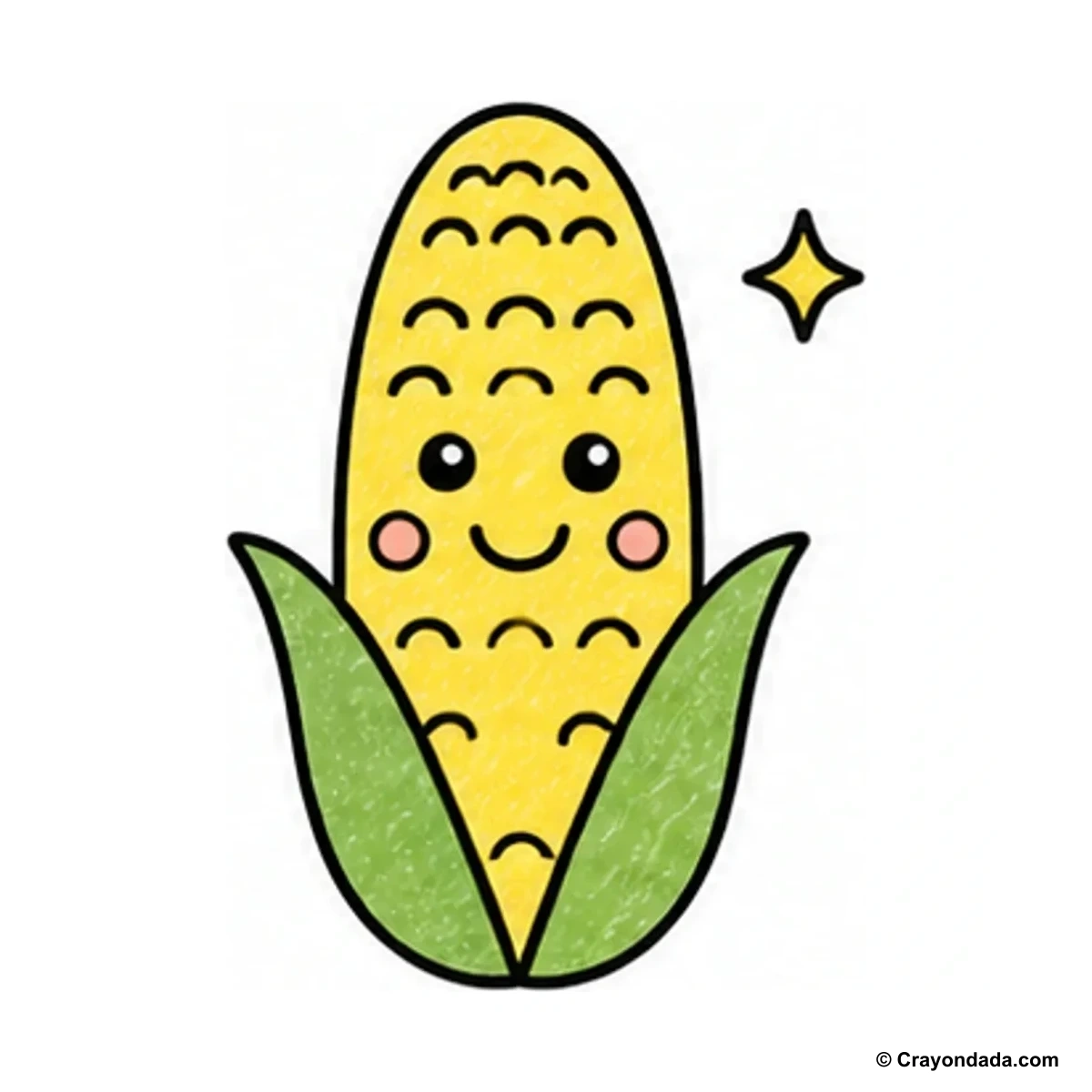 How to Draw a Happy Corn finished drawing