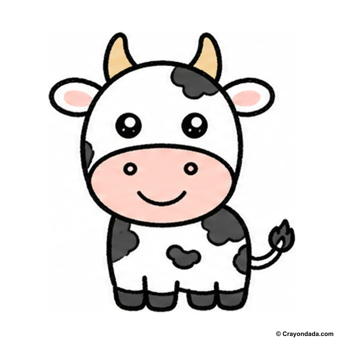How to Draw a Happy Cow finished drawing