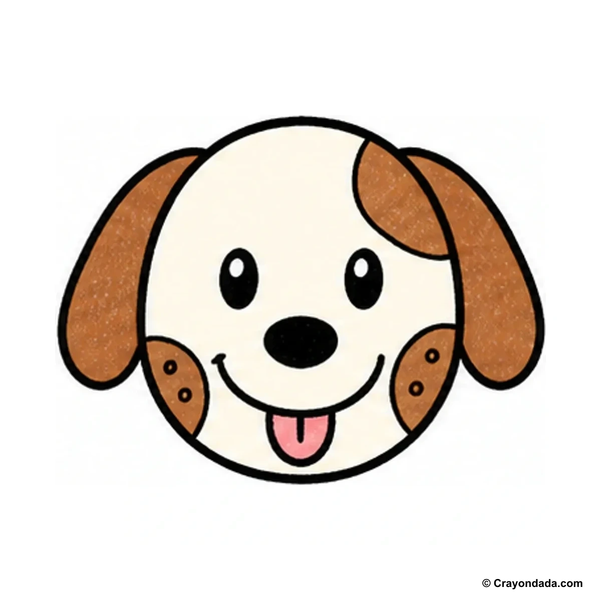 How to Draw a Happy Dog Face finished drawing
