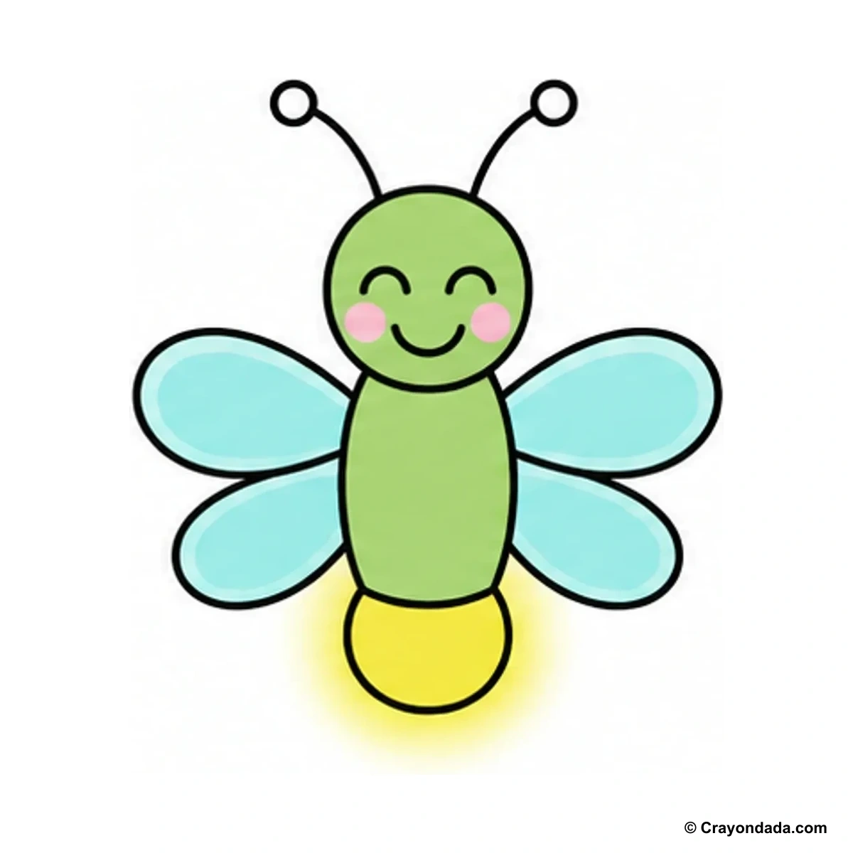 How to Draw a Happy Firefly finished drawing