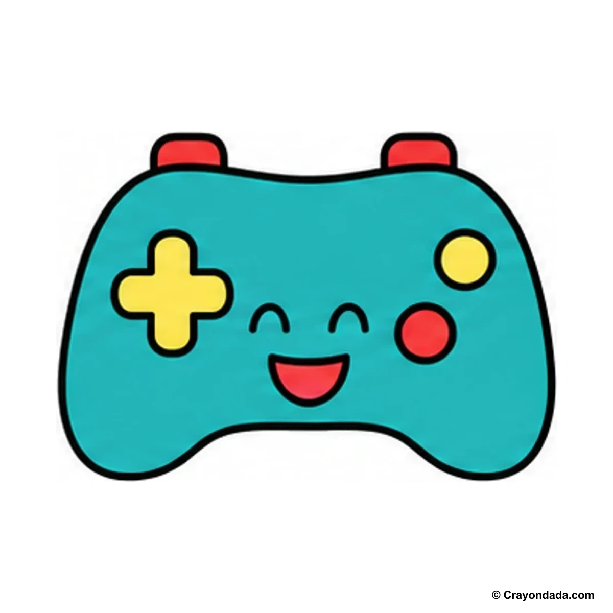 How to Draw a Happy Game Controller finished drawing