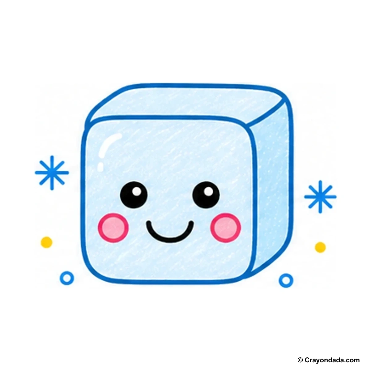 How to Draw a Happy Ice Cube finished drawing