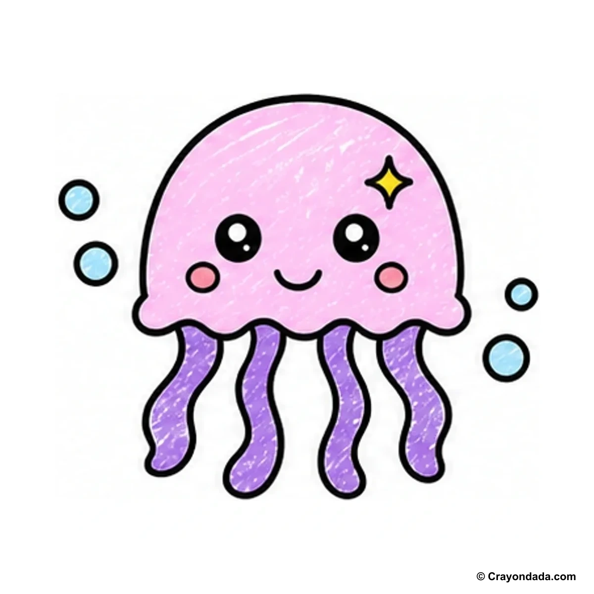 How to Draw a Happy Jellyfish finished drawing